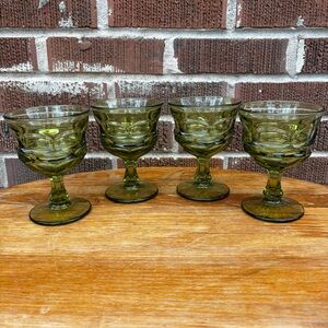 Fostoria Argus Green Water Glasses Goblet Henry Ford Set of 4